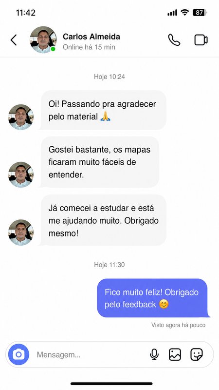 Print de conversa de aluno elogiando os mapas