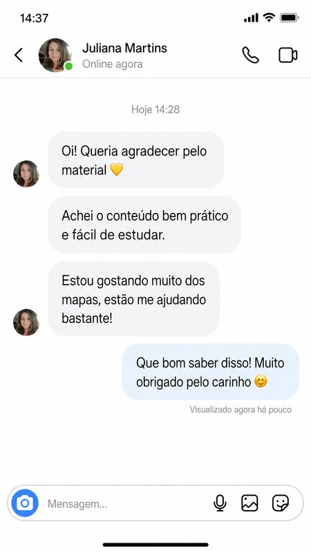 Print de conversa de aluno elogiando o material