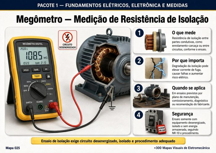 Mapa 025: Megômetro — Medição de Resistência de Isolação