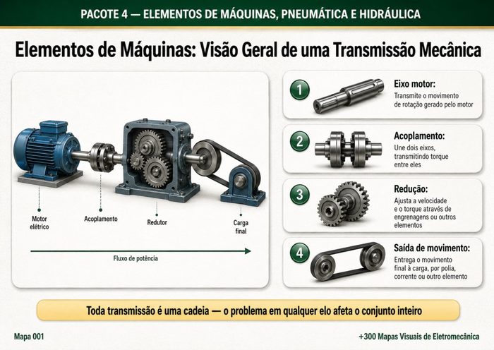 Mapa 001: Elementos de Máquinas — Visão Geral de uma Transmissão Mecânica