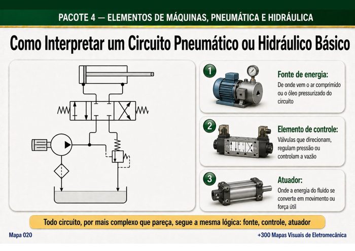 Mapa 020: Como Interpretar um Circuito Pneumático ou Hidráulico Básico