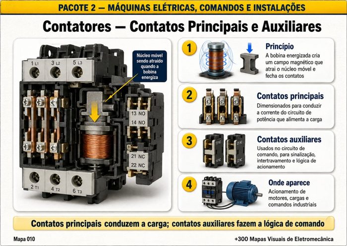 Mapa 010: Contatores — Contatos Principais e Auxiliares