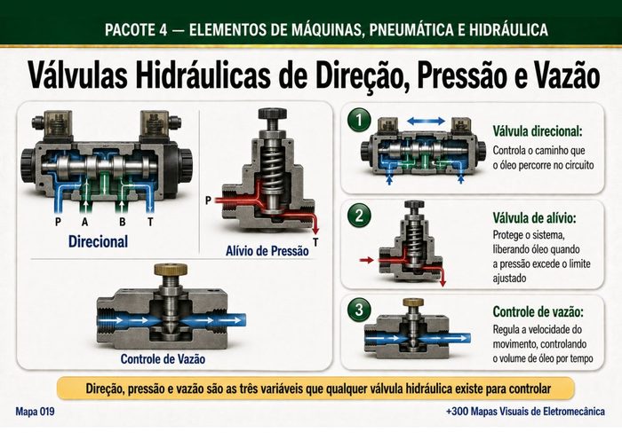 Mapa 019: Válvulas Hidráulicas de Direção, Pressão e Vazão